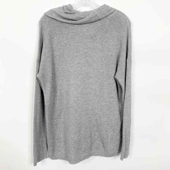 Evolution by Cyrus Cowl Neck Sweater Large Womens Perforated Gray Ribbed - Picture 6 of 8